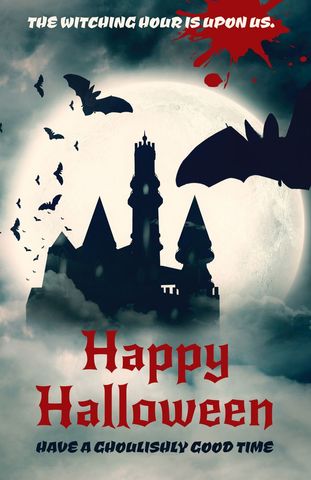 haunted castle silhouette with bats under full moon - Download Free Stock Templates Pikwizard.com