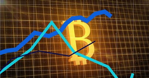 Bitcoin Symbol with Dynamic Market Trends and Data Graphics - Download Free Stock Images Pikwizard.com