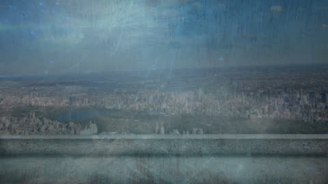 Digital Connections Network Above Cityscape