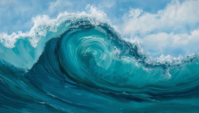 Dynamic ocean wave with captivating energy and power