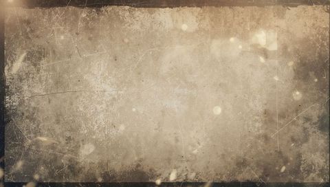 Weathered parchment panel with sepia scratches, dust vignette and vintage grunge texture