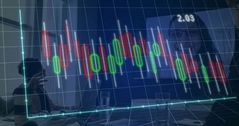 Business Meeting Analyzing Financial Data with Candlestick Charts