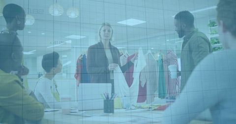 Diverse Fashion Team Collaborating in Modern Office Meeting