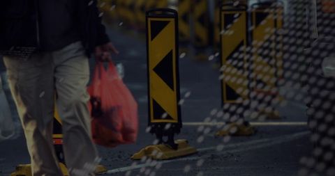 Pedestrian feet with digital overlay illustrating technology intersection