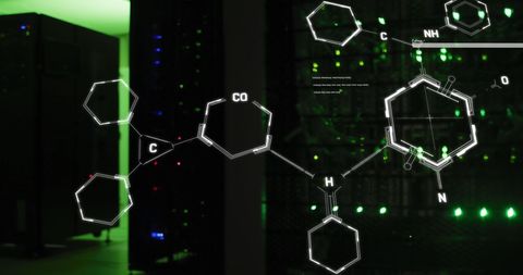 Digital Chemical Formula on Green Lit Servers - Download Free Stock Images Pikwizard.com