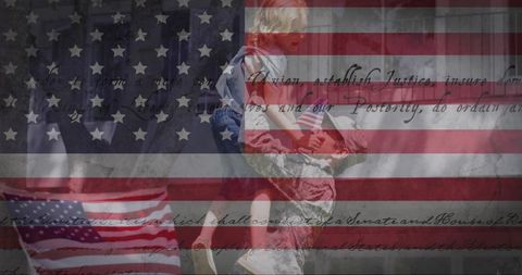 Patriotic family reunion: soldier embraces daughter at home