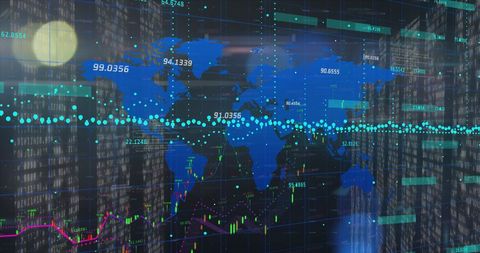 Global Data Processing with Digital Interface and World Map - Download Free Stock Images Pikwizard.com
