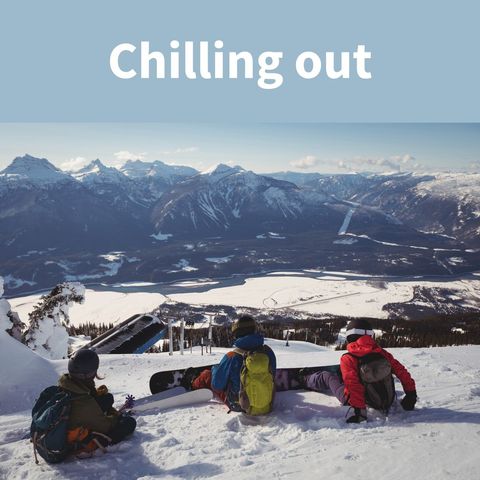 Snowboarders Relaxing on Snowy Mountain Vista - Download Free Stock Templates Pikwizard.com
