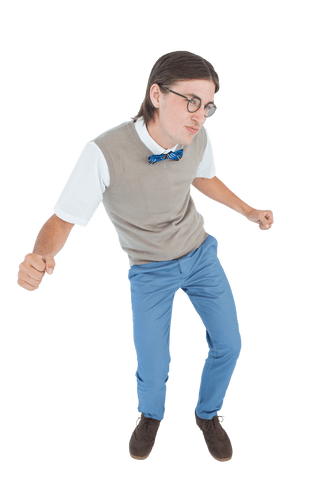 geeky hipster dancing with joy on transparent background - Download Free Stock Videos Pikwizard.com