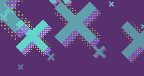 Abstract Digital Cross Pattern on Purple Background