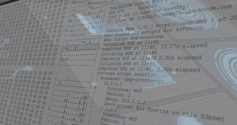 Nmap scan logs displayed on computer monitor for cybersecurity
