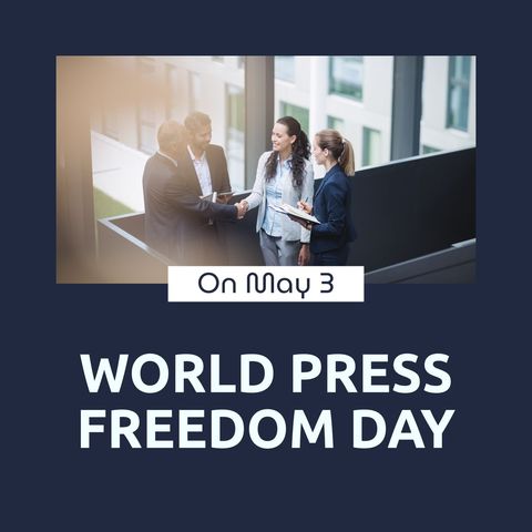 Business Professionals Celebrating World Press Freedom Day - Download Free Stock Templates Pikwizard.com