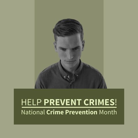 Crime Prevention Month Awareness Poster with Thoughtful Young Man - Download Free Stock Templates Pikwizard.com