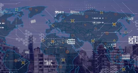 Data Integration and Global Network in Urban Cityscape - Download Free Stock Images Pikwizard.com
