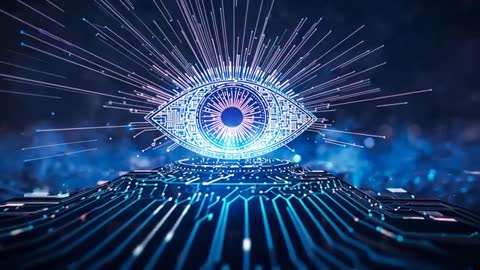 Futuristic Digital Eye on Circuitry with Emerging Connections