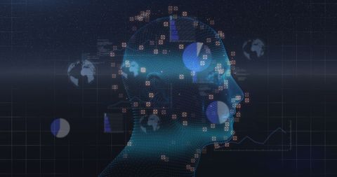 Human Profile with Global Data Integration - Download Free Stock Images Pikwizard.com