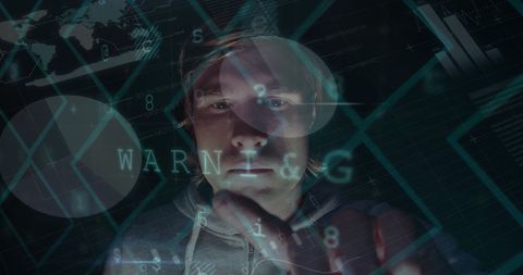 Hacker Interacting with Digital Security Interface - Download Free Stock Images Pikwizard.com
