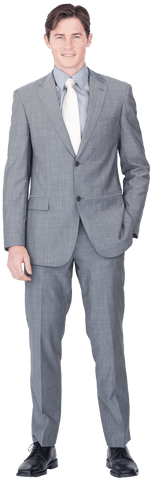 Transparent businessman wearing formal suit smiling