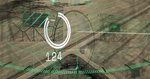 Futuristic Data Interface Over Rural Landscape