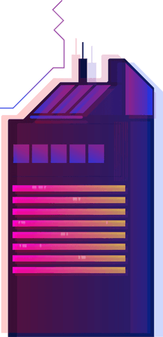 Abstract neon gradient glitch art on transparent surface
