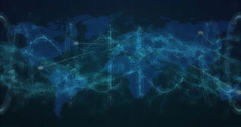 Digital Global Network with Glowing Nodes and Data Streams
