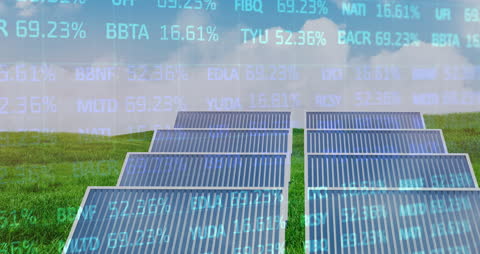 Digital Financial Data Overlay with Solar Panels