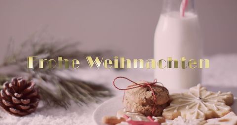 Frohe Weihnachten Greeting with Christmas Cookies and Milk - Download Free Stock Images Pikwizard.com