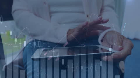 Analyzing Business Data on Digital Tablet with Overlay Graphics