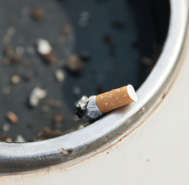 Close up of cigarette in ashtray with copy space - Download Free Stock Photos Pikwizard.com