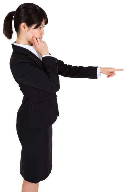 Focused Asian Businesswoman Pointing Finger Transparent Background - Download Free Stock Videos Pikwizard.com