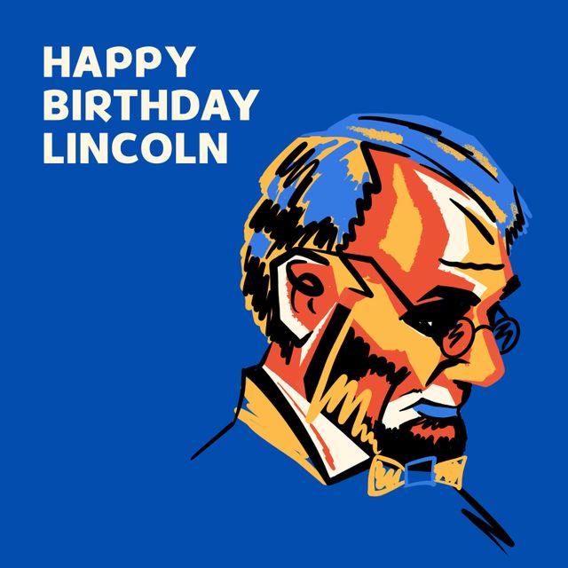 Colorful Abraham Lincoln Portrait for Happy Birthday Celebration - Download Free Stock Templates Pikwizard.com