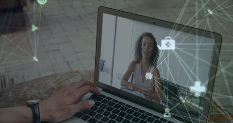 Virtual Business Meeting with Digital Network Overlay - Download Free Stock Images Pikwizard.com
