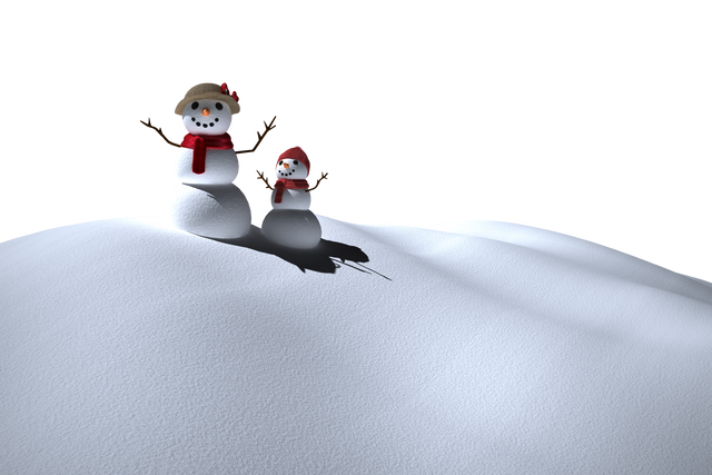 Vector Illustration of Two Smiling Snowmen in Snow on Transparent Background - Download Free Stock Videos Pikwizard.com