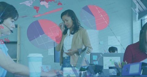 Professional Businesswoman Leading Team in Modern Office