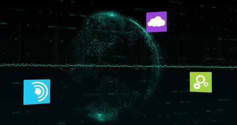 Digital Transformation Icons Over Globally Connected Network - Download Free Stock Images Pikwizard.com