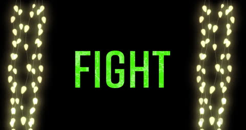 Illuminated Green Fight Text With Neon Vibrant Lights