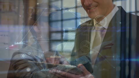 Global Business Network with Digital Data Visualization