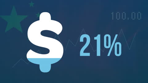 Animated Visualization of Dollar Growth Overlaid with Chinese Flag Elements