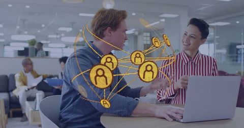 Digital Collaboration in Modern Office with Networking Elements