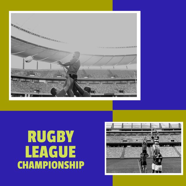 Action-Packed Rugby League Championship with Players in Uniform - Download Free Stock Templates Pikwizard.com