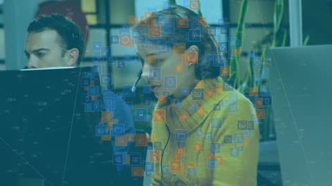 Technology Professionals Working on Network Durations in Digital Overlay