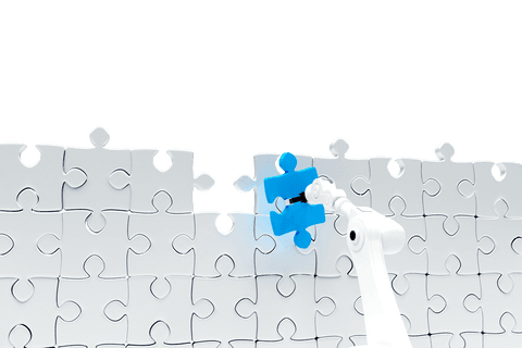 Robotic Arm Completes Puzzle with Blue Orange Piece, Transparent Background - Download Free Stock Videos Pikwizard.com