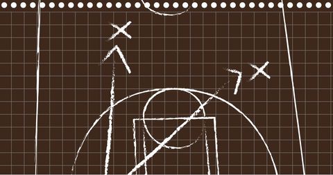 Digital Soccer Strategy Plan on Brown Grid Background