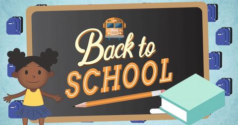 Back to School Chalkboard Design with Icon Illustrations