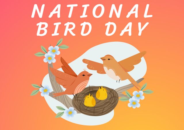 National Bird Day Celebration with Cartoon Birds and Nest - Download Free Stock Images Pikwizard.com