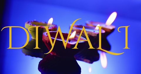 Diwali Celebration with Lit Candles on Vibrant Background