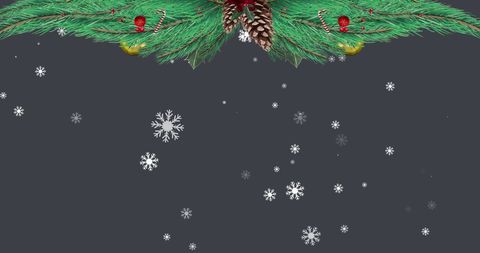 Festive Christmas Background with Fir Branches and Snowflakes