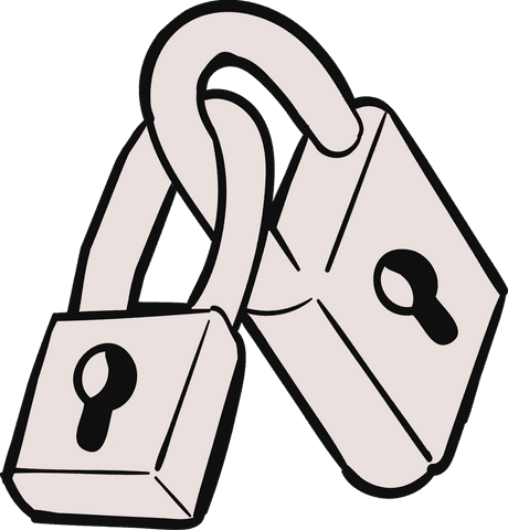 Minimalist padlock pair on transparent background for security graphics