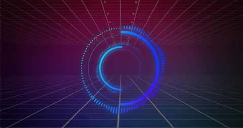 Futuristic Digital Interface with Animated Data Shapes