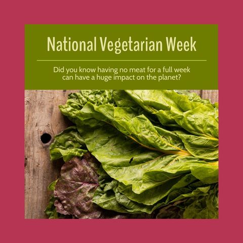 national vegetarian week awareness poster with fresh spinach leaf - Download Free Stock Templates Pikwizard.com